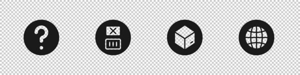 Setzen Unbekannter Suche, Temperatur waschen, Karton Karton und Social Network-Symbol. Vektor — Stockvektor