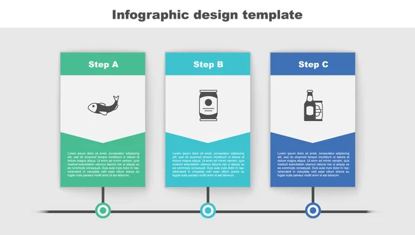 Set Dried fish, Beer can and bottle and beer. Business infographic template. Vector — Stock Vector