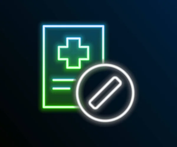 Leuchtende Leuchtschrift Medizinisches Rezept Symbol isoliert auf schwarzem Hintergrund. Rx-Form. Rezept Medizin. Apotheke oder medizinisches Symbol. Buntes Rahmenkonzept. Vektor — Stockvektor