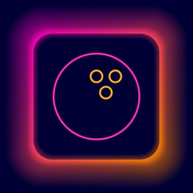 Parlayan neon hattı bowling topu simgesi siyah arkaplanda izole edildi. Spor malzemeleri. Renkli taslak konsepti. Vektör