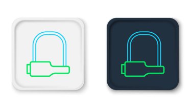 Bisiklet kilidi, beyaz arka planda izole edilmiş sanayi simgesi. Renkli taslak konsepti. Vektör