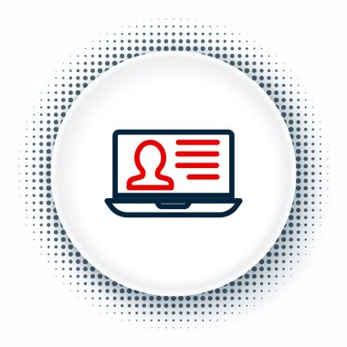 Beyaz arkaplanda özgeçmiş simgesine sahip dizüstü bilgisayar. Özgeçmiş başvurusu. Profesyonel personel aranıyor. Personel analizi devam ediyor. Renkli taslak konsepti. Vektör