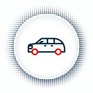 Hatchback çizgi araba simgesi beyaz arkaplanda izole edildi. Renkli taslak konsepti. Vektör