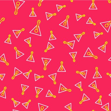 Çizgi müzik aleti Balalaika simgesi kırmızı arkaplanda izole edilmiş kusursuz desen. Vektör