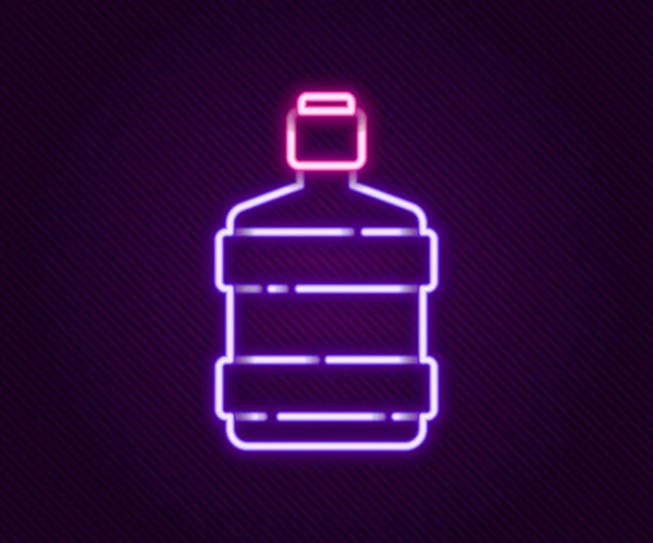 Ragyogó neon vonal Nagy palack tiszta víz ikon elszigetelt fekete alapon. Műanyag tartály a hűtőtáskához. Színes vázlat koncepció. Vektor — Stock Vector