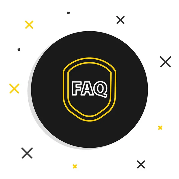 Line Shield met tekst FAQ informatie icoon geïsoleerd op witte achtergrond. Bewakingsteken. Beveiliging, veiligheid, bescherming, privacy concept. Kleurrijk concept. Vector — Stockvector