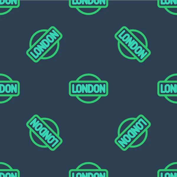Linia London znak ikona izolowane bezszwowy wzór na niebieskim tle. Wektor — Wektor stockowy