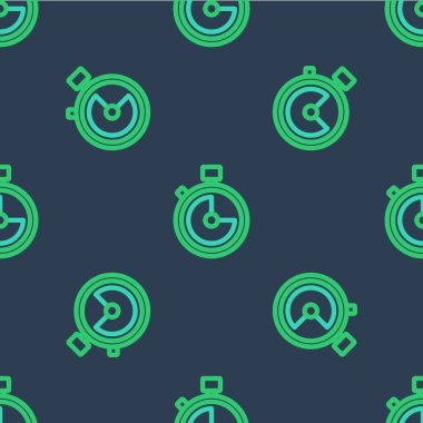 Hat Stopwatch simgesi mavi arkaplanda izole edilmiş kusursuz desen. Zaman göstergesi. Kronometre işareti. Vektör