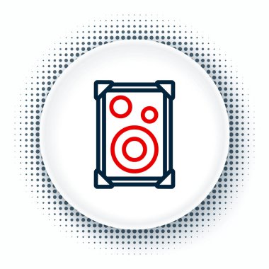 Hat Stereo hoparlörü simgesi beyaz arkaplanda izole edildi. Ses sistemi hoparlörleri. Müzik ikonu. Müzikal sütun hoparlörü. Renkli taslak konsepti. Vektör