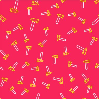 İtfaiyeci baltası simgesi kırmızı arka planda izole edilmiş. Yangın baltası. Vektör