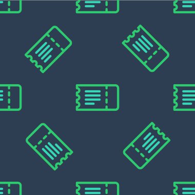 Line Train bilet ikonu mavi arka planda izole edilmiş. Demiryolu ile seyahat et. Vektör