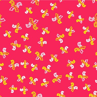 Çizgiyi aşan korsan kılıcı simgesi kırmızı arka planda izole edilmiş kusursuz desen. Kılıç işareti. Vektör