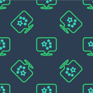 Çin bayrağının çizgi sembolü mavi arka planda izole edilmiş kusursuz desen. Vektör