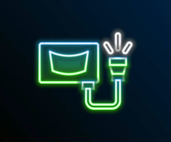 Leuchtendes Neon Line Ultraschall-Symbol isoliert auf schwarzem Hintergrund. Medizinische Geräte. Buntes Rahmenkonzept. Vektor — Stockvektor