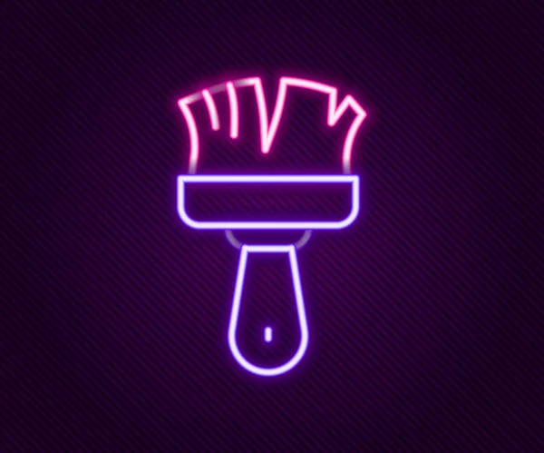 Gloeiende neon lijn Scheerkwast icoon geïsoleerd op zwarte achtergrond. Barbershop symbool. Kleurrijk concept. Vector — Stockvector