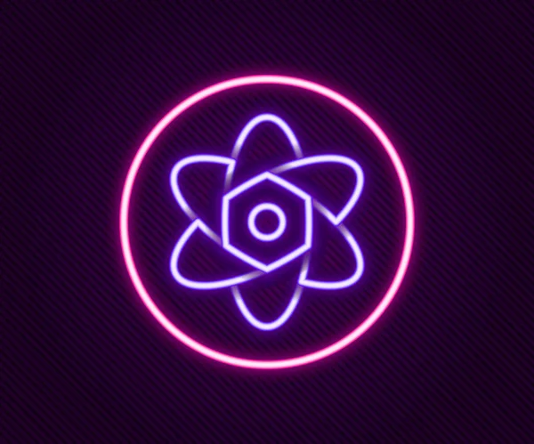 Leuchtende Neon Line Reagenzglas und Kolben chemischen Labortest Symbol isoliert auf schwarzem Hintergrund. Laborgläser. Buntes Rahmenkonzept. Vektor — Stockvektor