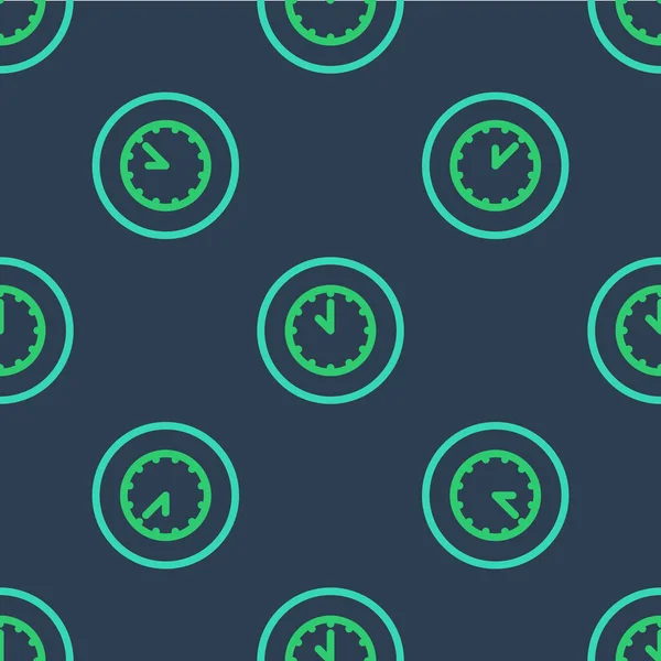 Linea icona dell'orologio isolato modello senza soluzione di continuità su sfondo blu. Simbolo temporale. Vettore — Vettoriale Stock