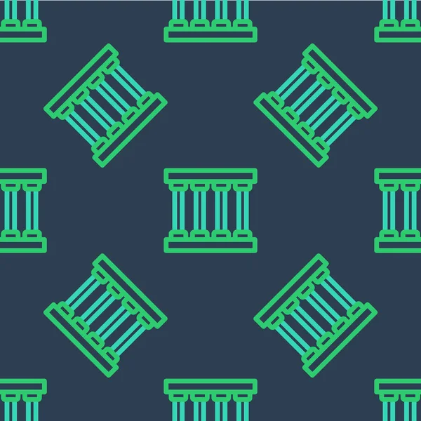 Line Prison window icoon geïsoleerd naadloos patroon op blauwe achtergrond. Vector — Stockvector