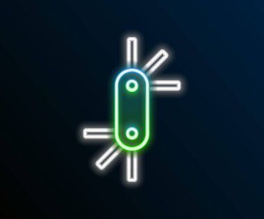 Parlayan neon hattı aracı allen tuşları simgesi siyah arkaplanda izole edildi. Renkli taslak konsepti. Vektör