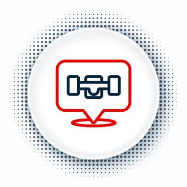 Çizgi kaykay tekerleği simgesi beyaz arkaplanda izole edildi. Kaykay süspansiyonu. Kaykay tekerleği. Renkli taslak konsepti. Vektör