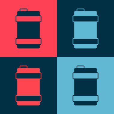 Pop Art Metal bira fıçısı ikonu renk arkaplanında izole edilmiş. Vektör