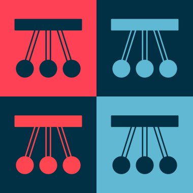 Pop Art Sarkacı simgesi renk arkaplanında izole edildi. Newtons beşiği. Vektör