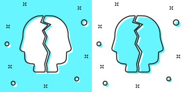 Siyah çizgi bipolar bozukluk ikonu yeşil ve beyaz arka planda izole edildi. Rastgele dinamik şekiller. Vektör