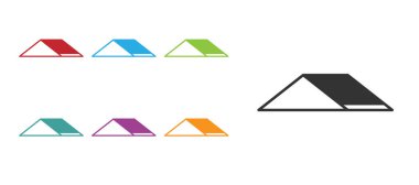 Siyah Kaykay Parkı simgesi beyaz arkaplanda izole edildi. Rampa seti, paten parkı için merdiven. Olağanüstü bir spor. Simgeleri renklendirin. Vektör