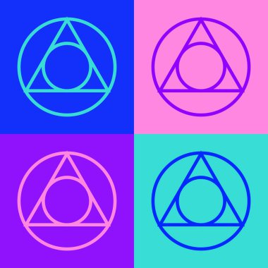 Pop Art Line Üçgen Matematik ikonu renk arkaplanında izole edildi. Vektör