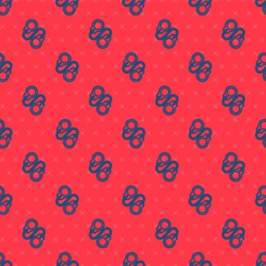 Mavi çizgili kelepçe ikonu, kırmızı arka planda izole edilmiş kusursuz desen. Vektör