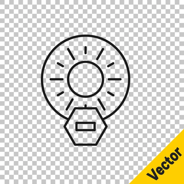 Black line No direct sunlight icon isolated on transparent background. Vector — Vetor de Stock