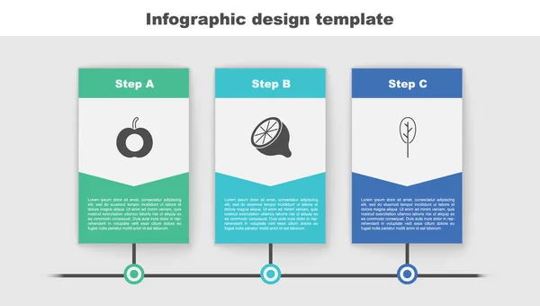 Set Peach fruit, Lemon and Spinach. Business infographic template. Vector — Stock Vector