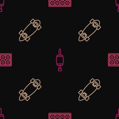 Çizgili kaykay tekerleği, kaykay ya da kaykay ve tornavidayı pürüzsüz desene ayarlayın. Vektör