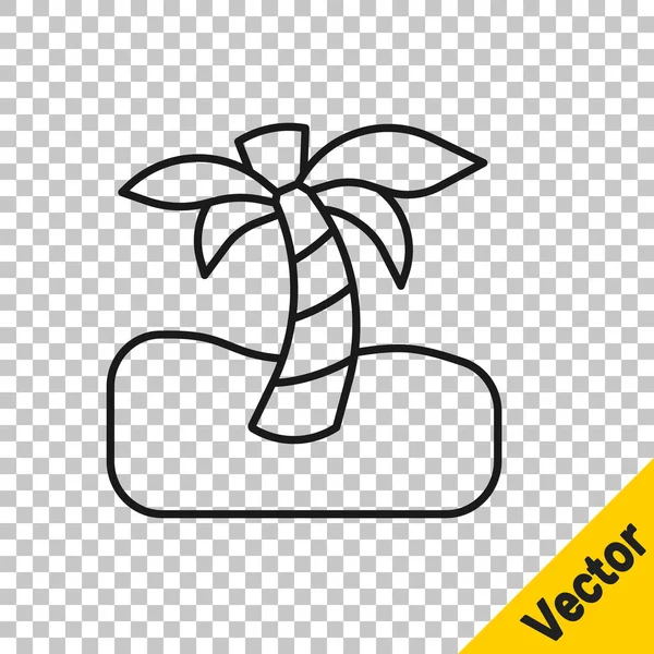 Línea negra Icono de palmera tropical aislado sobre fondo transparente. Palmera de coco. Vector — Vector de stock