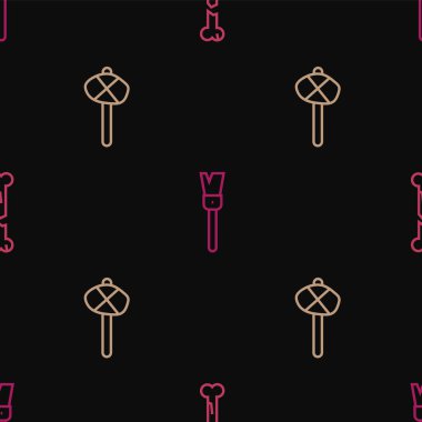 İnsana ait kırık kemik, taş devrinden kalma çekiç ve boya fırçasının pürüzsüz deseni. Vektör