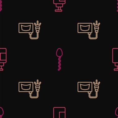 El dezenfektanı şişesi, ultrason ve spermi pürüzsüz desene ayarlayın. Vektör