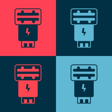 Pop Art Photo kamera flaş ikonu renk arkaplanında izole edildi. Vektör