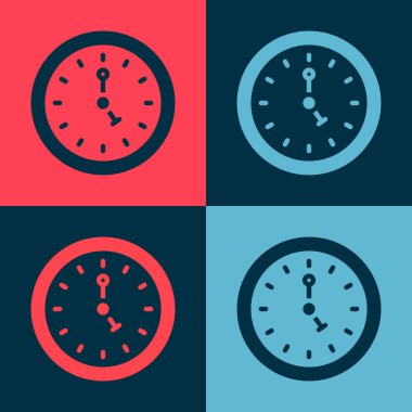 Pop Art Clock simgesi renk arkaplanında izole edildi. Zaman sembolü. Vektör
