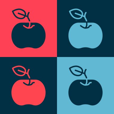 Pop Art Apple simgesi renk arkaplanında izole edildi. Fazla kilolu. Sağlıklı diyet menüsü. Fitness diyeti elması. Vektör