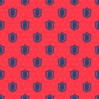 Kırmızı arkaplanda mavi çizgi parmak izi simgesi izole edildi. Kimlik uygulaması simgesi. Kimlik işareti. Kimliğe dokun. Vektör