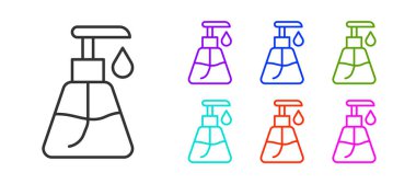 Beyaz arka planda siyah çizgi kremi ya da losyon kozmetik tüp ikonu izole edilmiş. Erkekler için vücut bakım ürünleri. Simgeleri renklendirin. Vektör