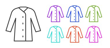 Siyah çizgi yağmurluk simgesi beyaz arkaplanda izole edildi. Simgeleri renklendirin. Vektör