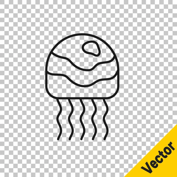 Icono de medusa de línea negra aislado sobre fondo transparente. Vector — Archivo Imágenes Vectoriales