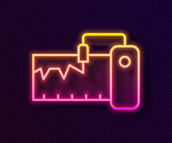 Glowing neon line Electrical measuring instrument icon isolated on black background. Analog devices. Measuring device laboratory research. Vector — Stock Vector