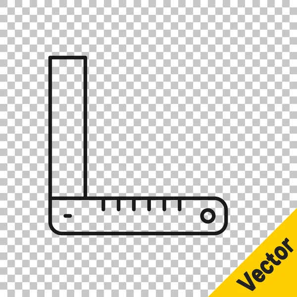 Schwarze Linie Eckliniensymbol isoliert auf transparentem Hintergrund. Setquadrat, Winkellineal, Tischlerarbeiten, Messgerät, Waage. Vektor — Stockvektor