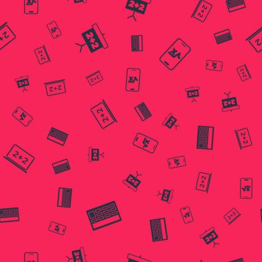 Hesap makinesini, tebeşir tahtasını ve x kabartmasının kare kökünü pürüzsüz desene ayarlayın. Vektör