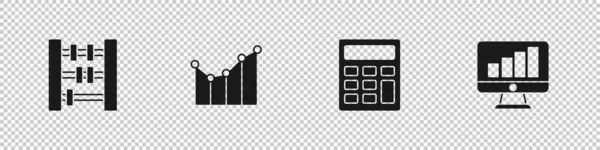 Définir Abaque, Graphique, calendrier, graphique, diagramme, Calculatrice et moniteur d'ordinateur avec icône de graphique. Vecteur — Image vectorielle