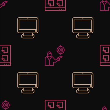 Satır Tarayıcı dosyalarını, Bilgisayar monitörünü ve pazarlama hedef stratejisini kusursuz desen üzerine ayarla. Vektör