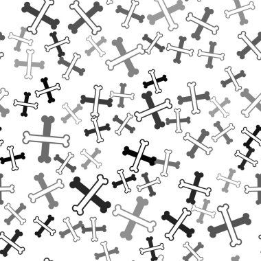 Siyah Çapraz Kemik simgesi beyaz arka planda izole edilmiş kusursuz desen. Besin sembolü. Mutlu Cadılar Bayramı Partisi. Vektör