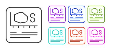 Siyah çizgi alan ölçüm simgesi beyaz arkaplanda izole edildi. Simgeleri renklendirin. Vektör